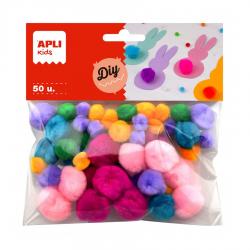 APLI 18241 Много пухкави помпони, цветни, 50 бр